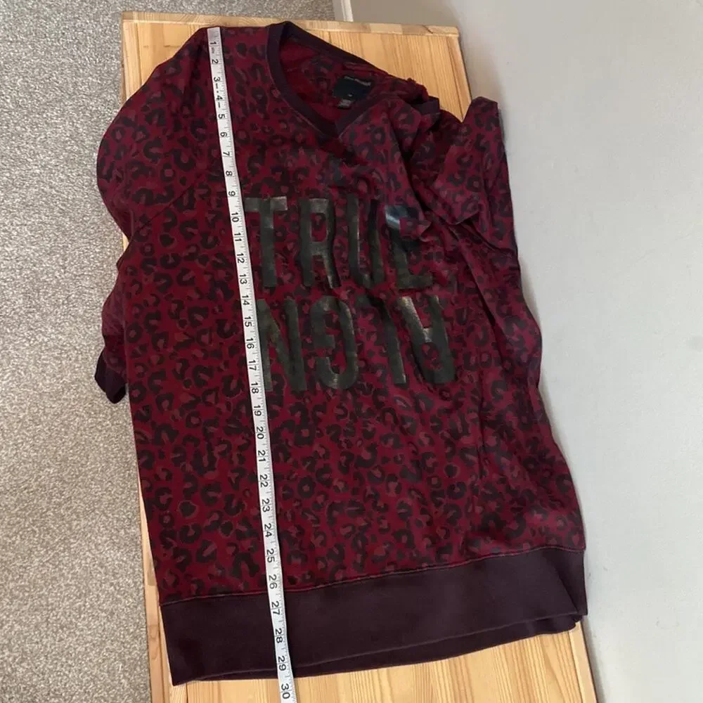 True Religion Raglan crew neck leopard sweatshirt sweater Red tawny M